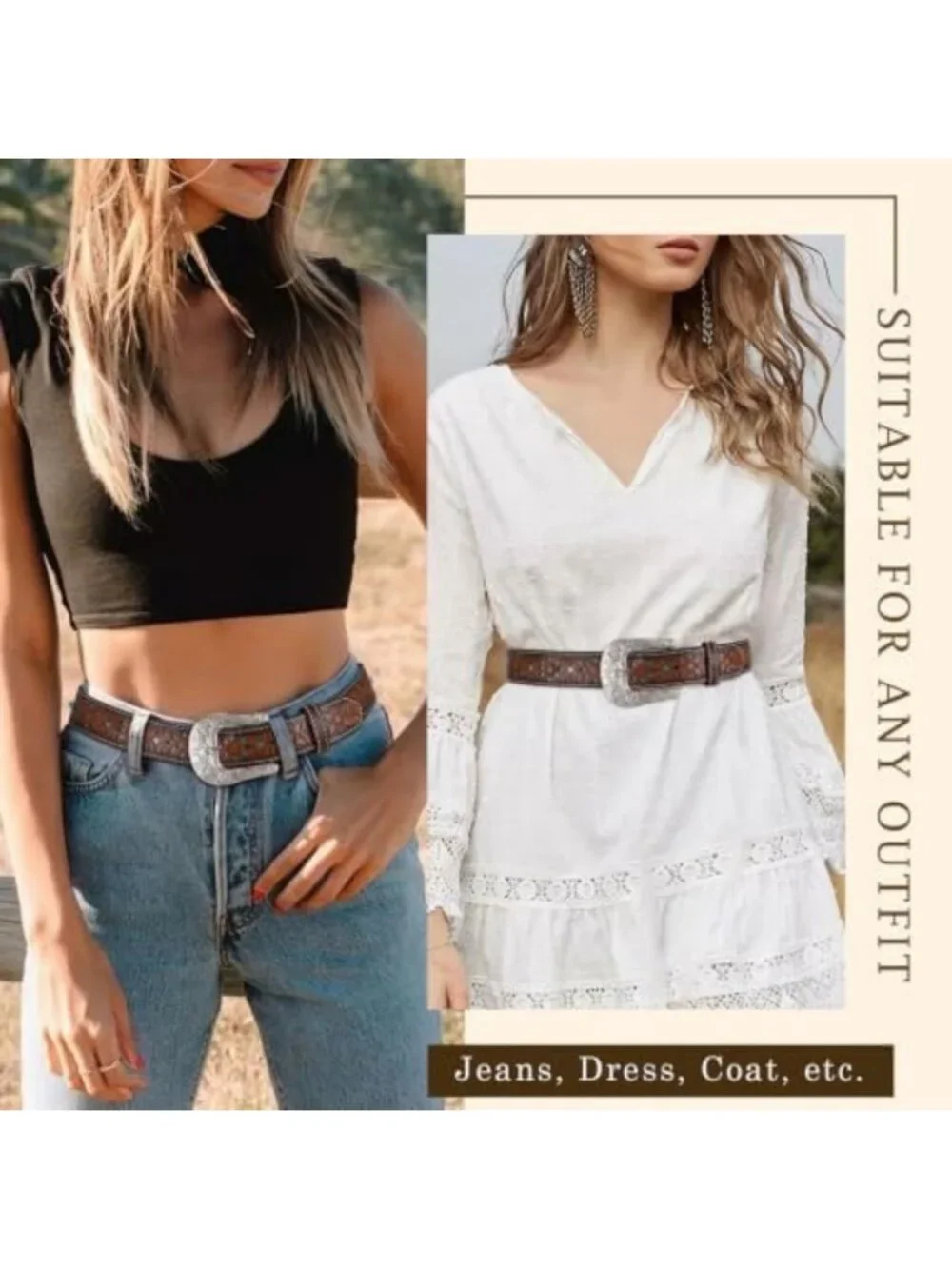 Vintage Western Belt for Men & Women - 1.5